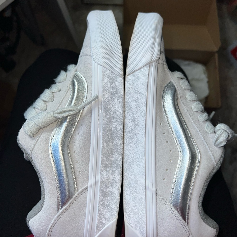 Vans Women's White and Silver Sneakers